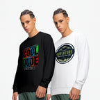 Durable Cotton Men’s Printed Sweatshirt Combo – Black “Cool Dude” & White “Adventure” | Regular Fit Winter Wear - Black White