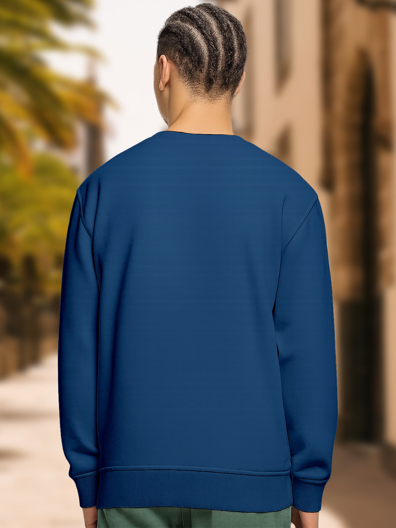 Durable Cotton Mens Graphic Printed Sweatshirt | “Lost in Paradise” & “Adventure Begin Outside Your Tent” Design | Regular Fit Cotton Blend Pullover for Men & Women - White Navy