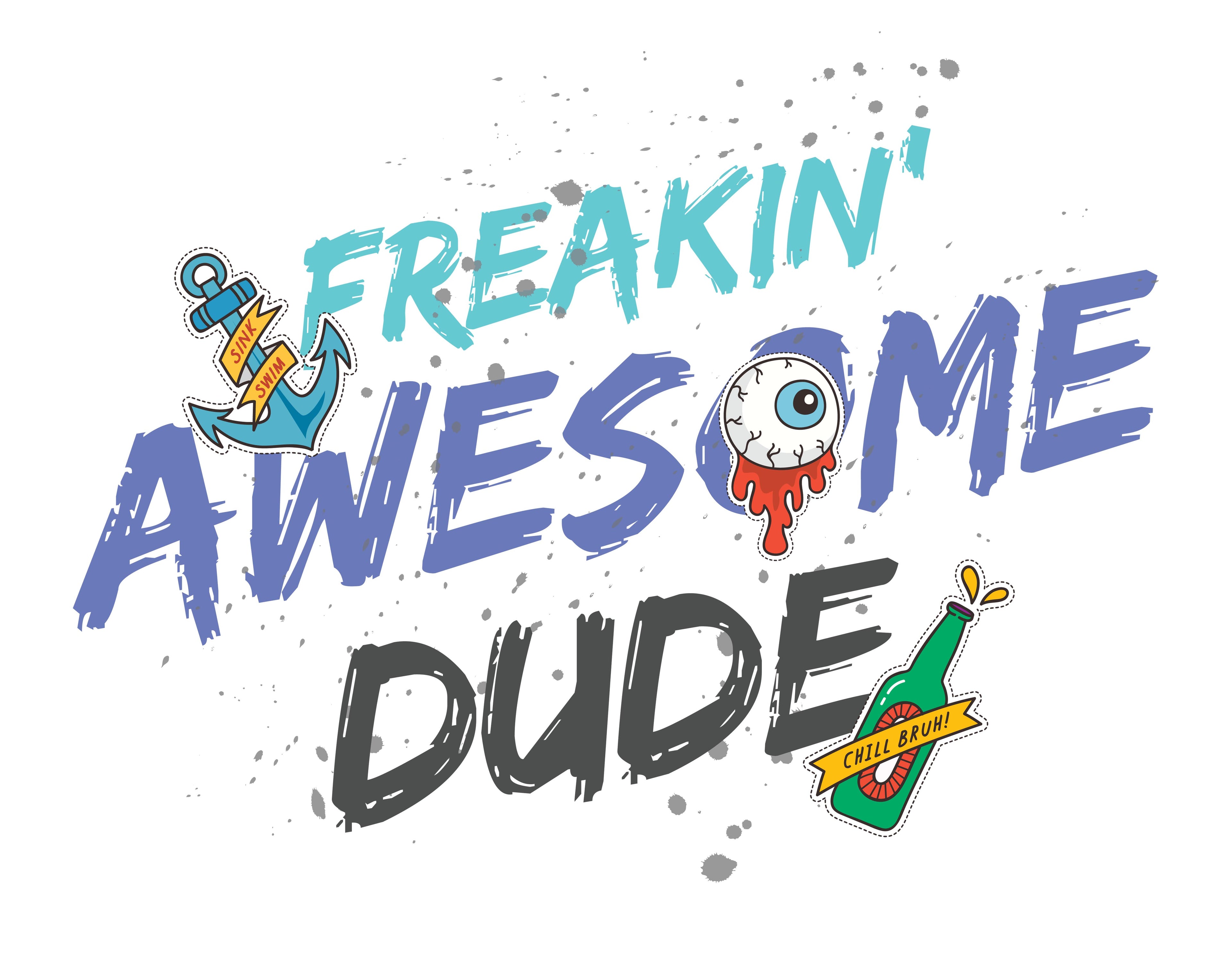 Everyday Wear Men’s Cotton Printed Sweatshirt Combo Pack (Set of 2) – Freakin’ Awesome Dude & Born To Be Awesome Prints | Stylish Winter Pullover for Men - White Navy