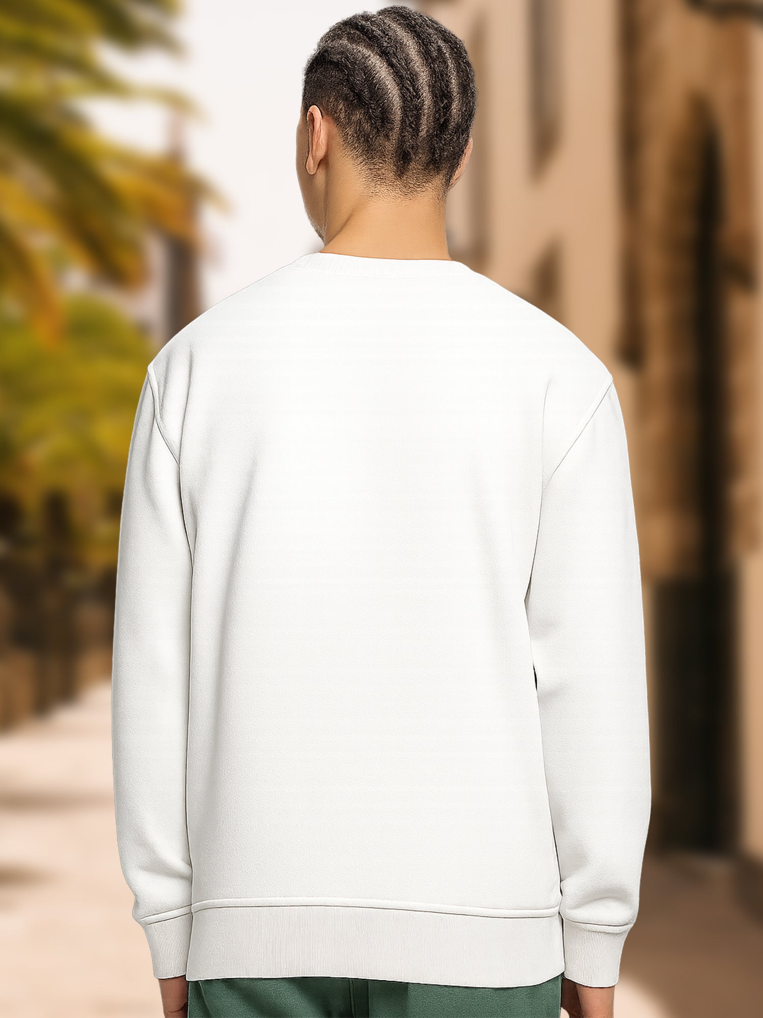 Durable Cotton Men’s Graphic Sweatshirt – “Lost in Paradise” & “Adventure Skull” Printed Crew Neck Pullover - White Navy