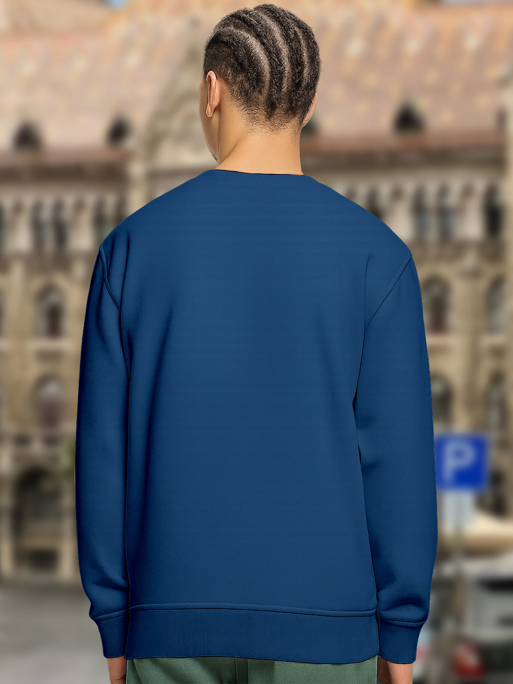 Durable Men’s Cotton Blend Graphic Sweatshirt | “Mountaineering Back to Nature” & “Adventure Begin Outside Your Tent” Printed Crew Neck Pullover - White Navy