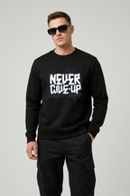 All Day Comfort Men’s Printed Sweatshirt Combo – “Astronaut Dabbing” & “Never Give Up” Motivational Design - Black Maroon