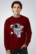 All Day Comfort Men’s Printed Sweatshirt Combo – “Astronaut Dabbing” & “Never Give Up” Motivational Design - Black Maroon