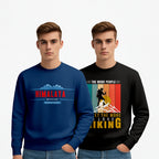 Everyday Wear Men’s Sweatshirt Combo (Pack of 2) – Navy “Himalaya Mountain Extreme Hiking” Print + Black “Love Hiking Adventure” Graphic | Outdoor Travel Pullover - Navy Black