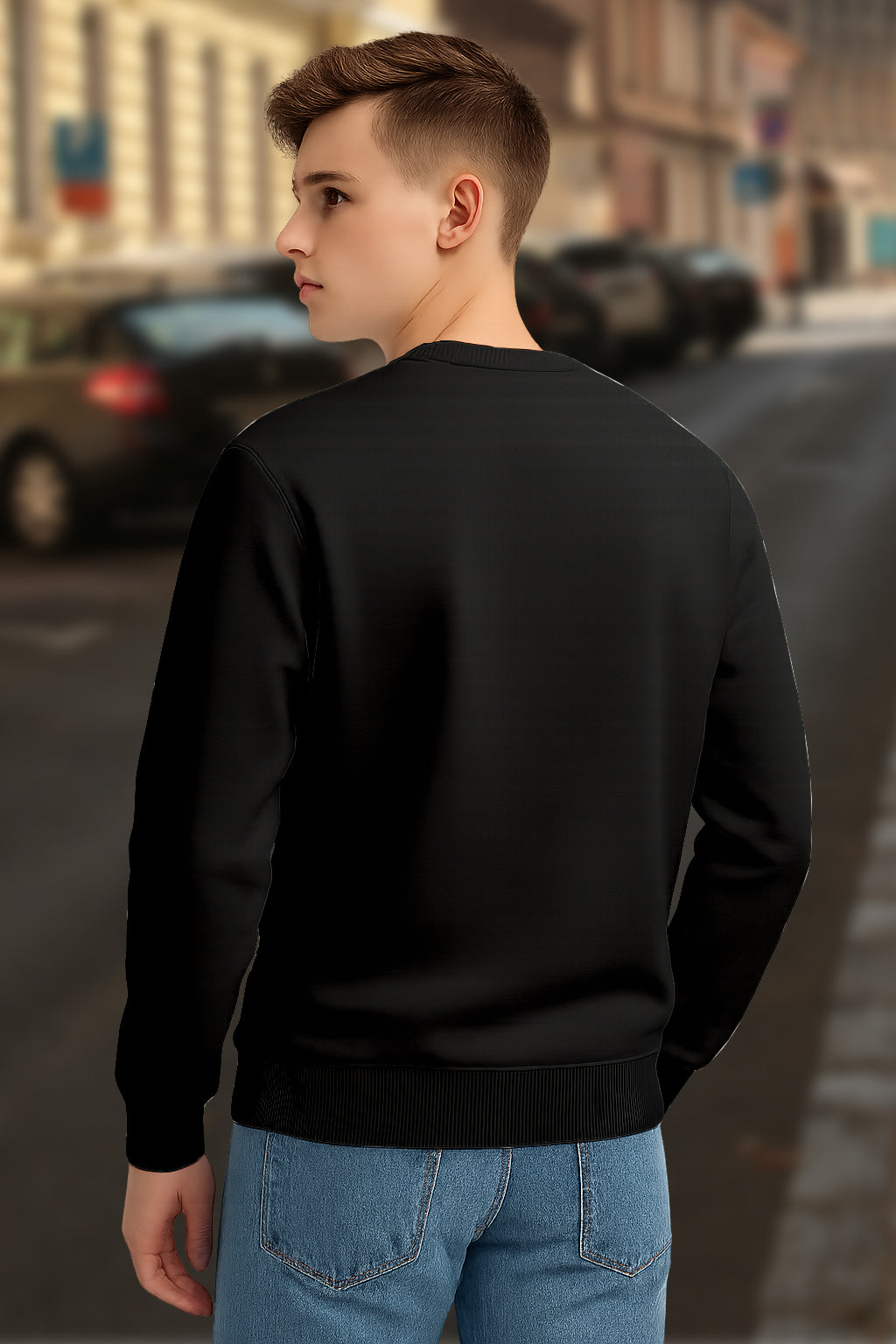 Durable Cotton Men’s Printed Sweatshirt Pack of 2 Casual Wear - Navy Black