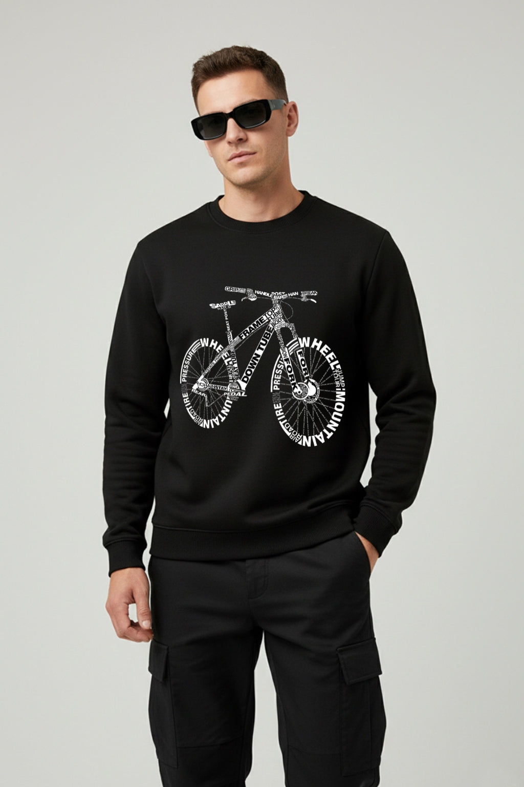 All Day Comfort Men’s Graphic Printed Sweatshirt Combo – Mountain Bike, Space Explorer & Nature Pines (Pack of 3) - Black Navy White