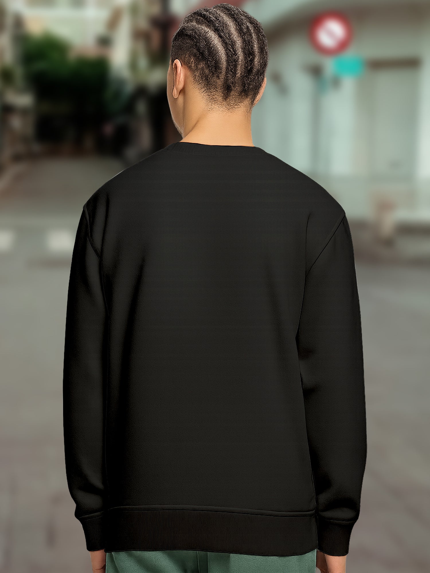 Men’s Cotton Blend Graphic Printed Sweatshirt | Round Neck Casual Winter Pullover (Black, White, Navy) - White Black Navy