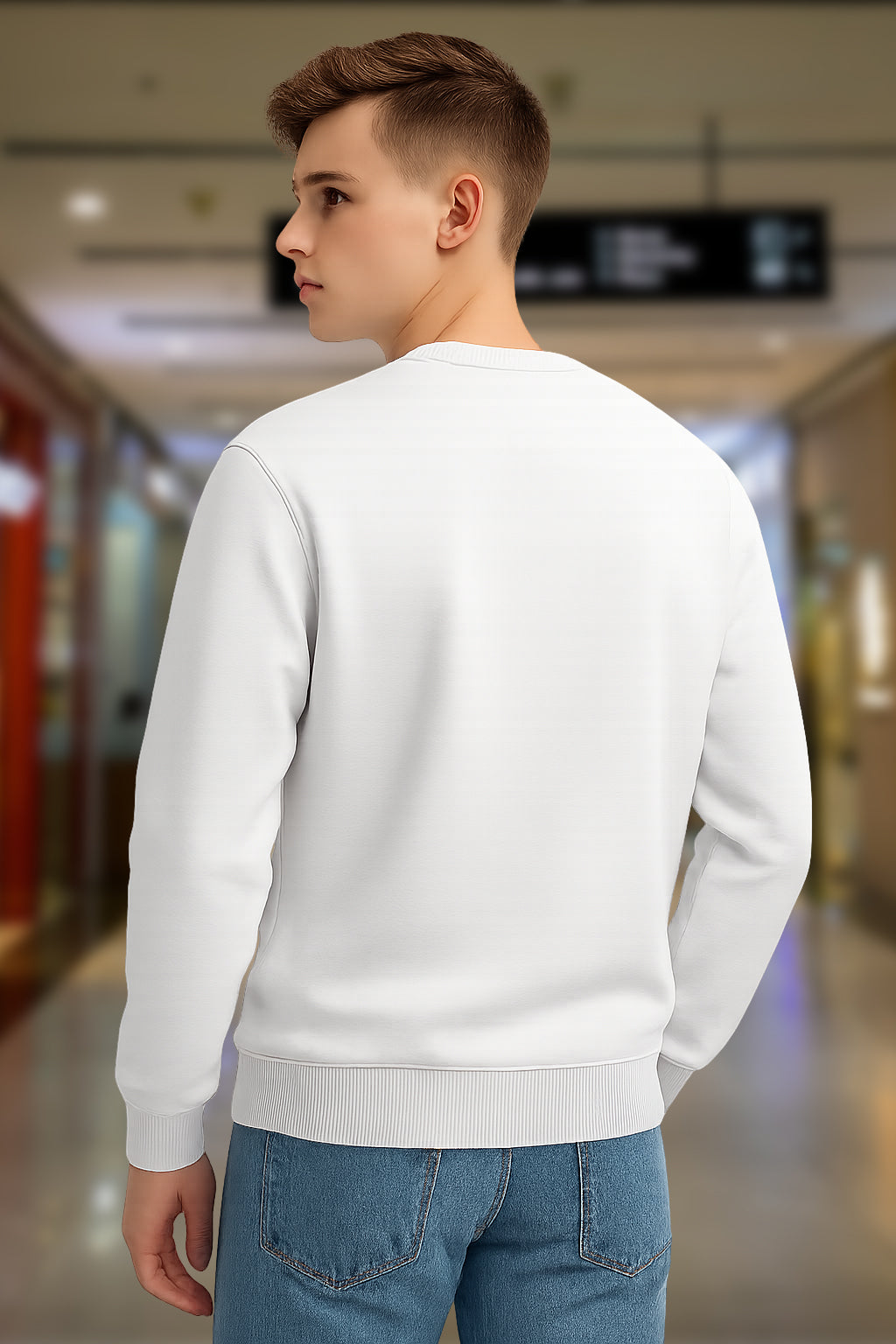 Men's Cotton Printed Sweatshirt | Stylish Graphic Round Neck Pullover for Casual Wear (White, Black, Navy) - White Black Navy