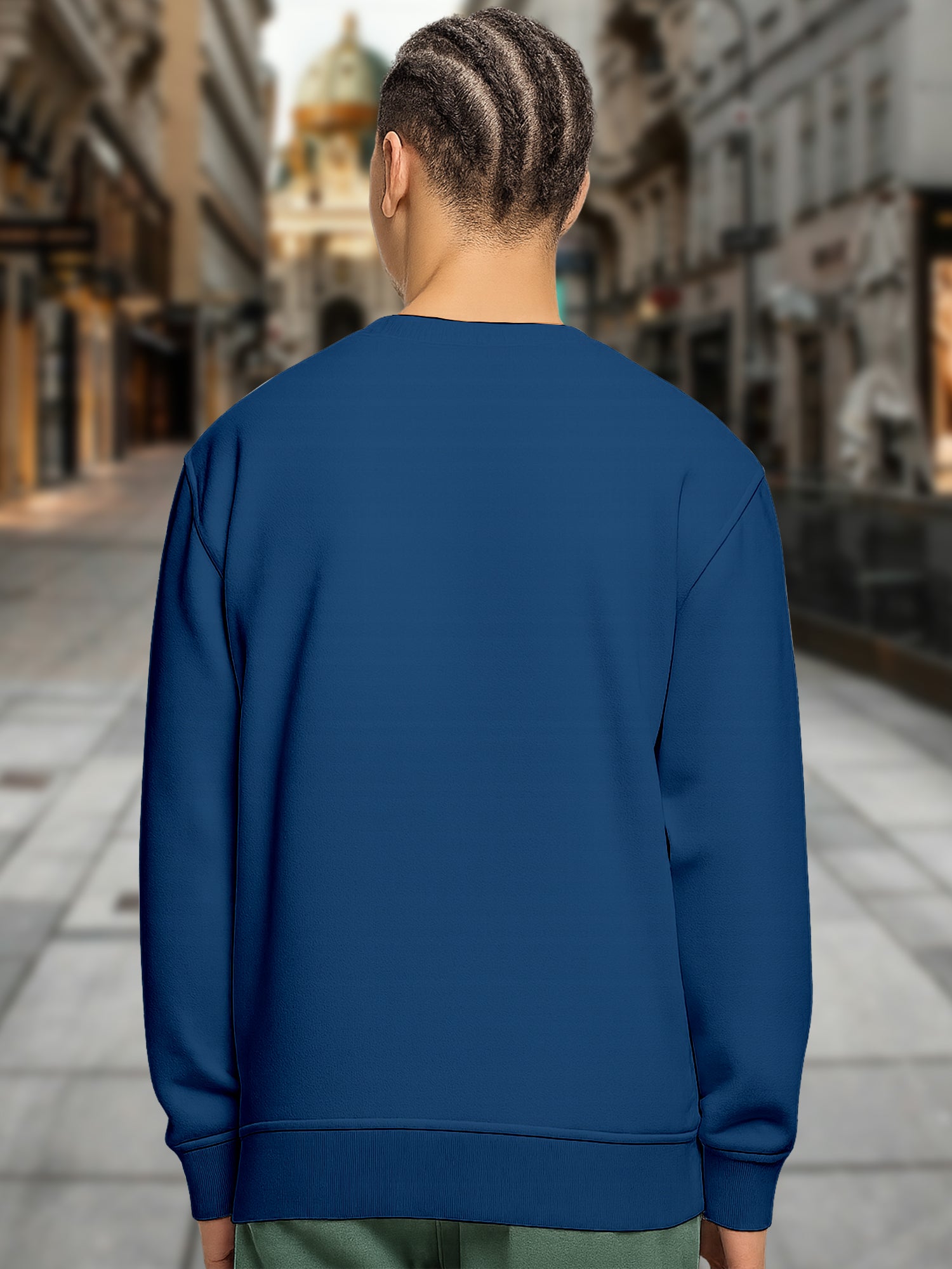 Men’s Cotton Blend Graphic Sweatshirt | Trendy Printed Round Neck Pullover (Black, White, Navy) - White Black Navy