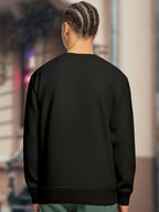 Men's Cotton Graphic Printed Sweatshirt | Casual Round Neck Pullover (Black, White, Navy) - White Black Navy